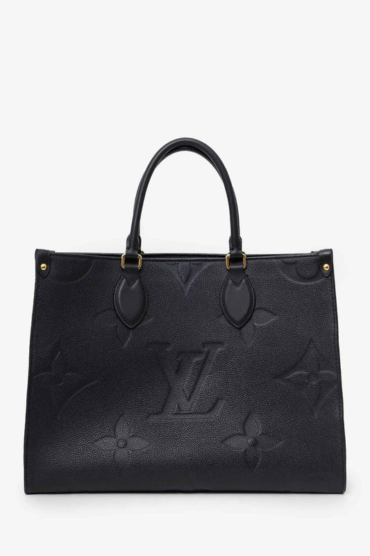 Wolvess Black Monogram Empreinte Leather 'Onthego' MM Tote