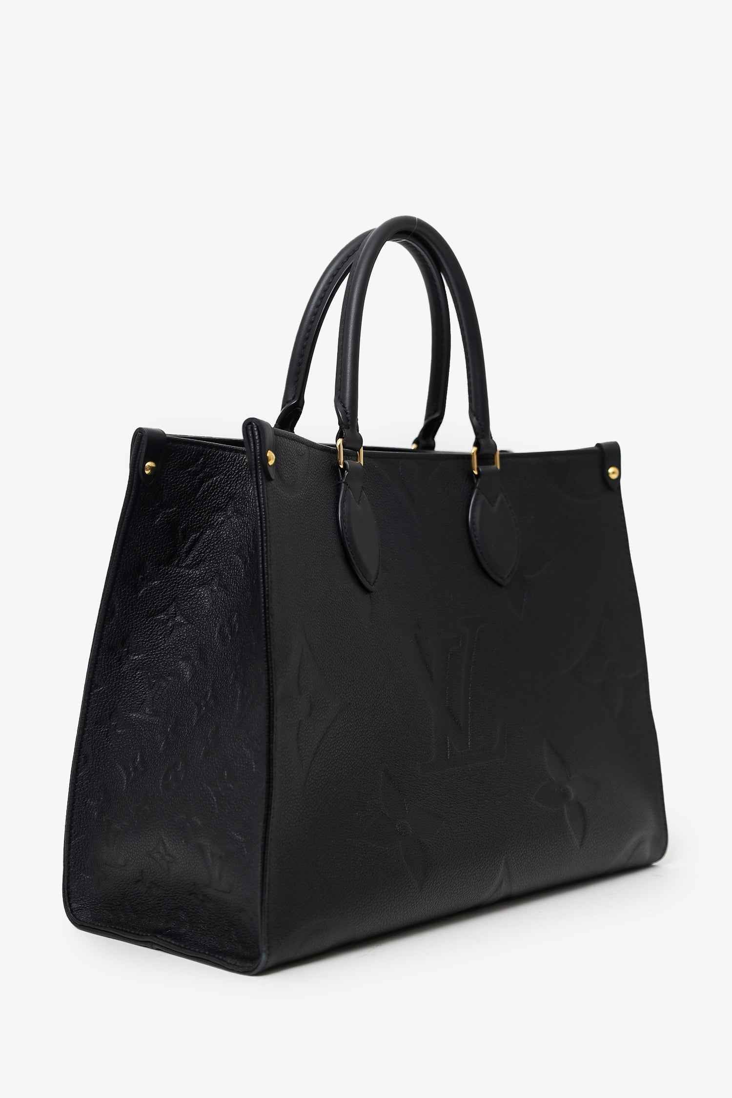 Wolvess Black Monogram Empreinte Leather 'Onthego' MM Tote