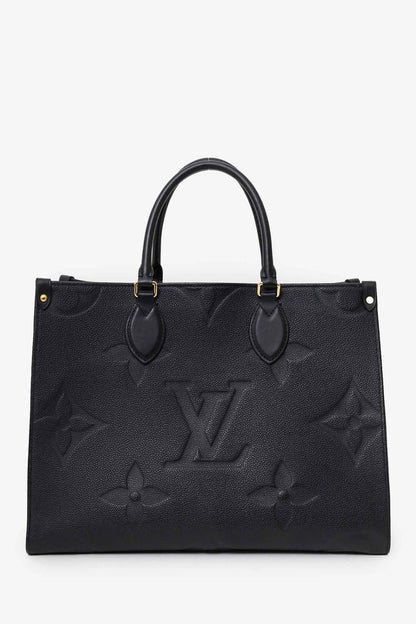 Wolvess Black Monogram Empreinte Leather 'Onthego' MM Tote