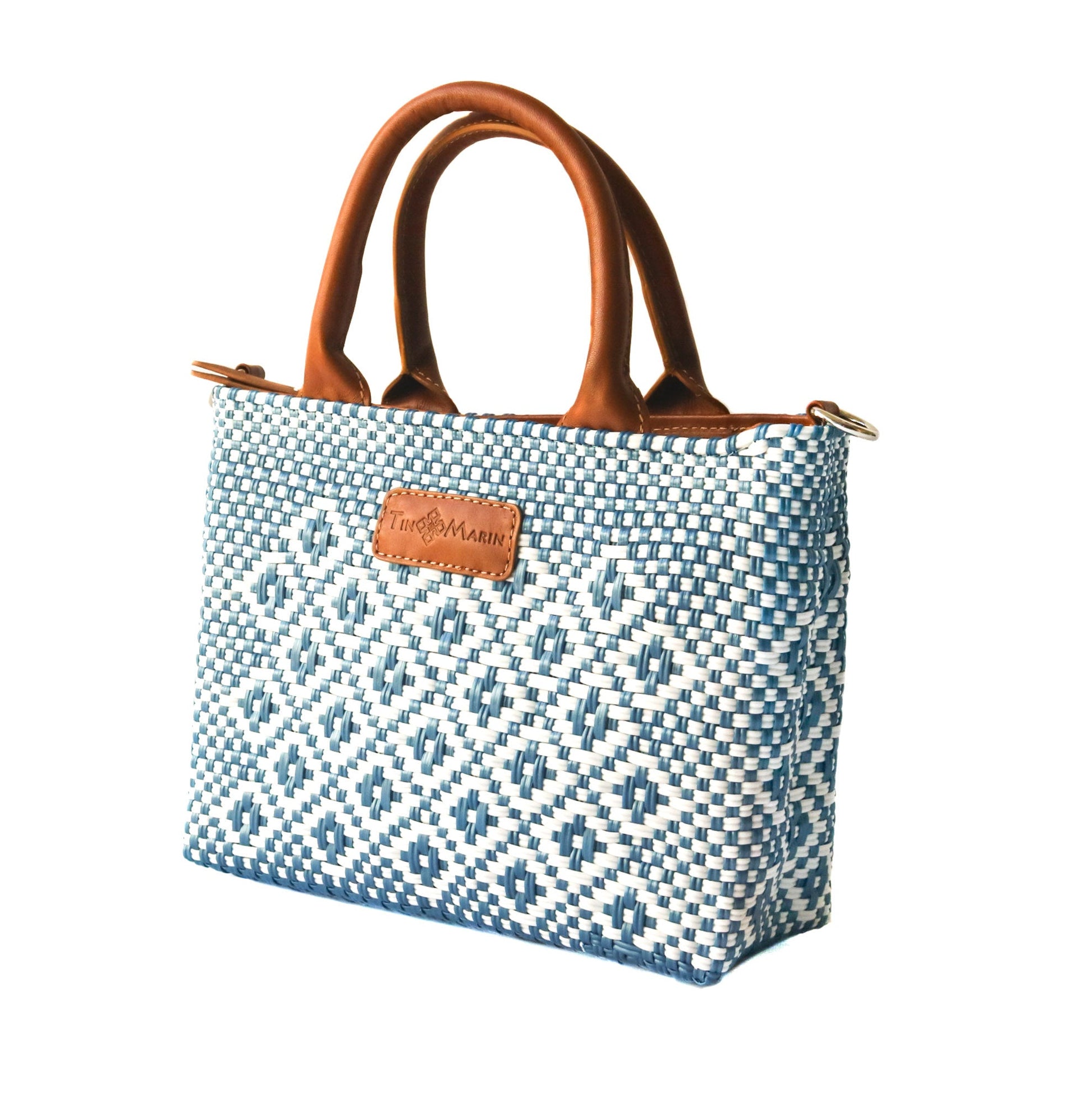 Marine Small Woven Crossbody Bag - Tan Leather Tin Marin Brand
