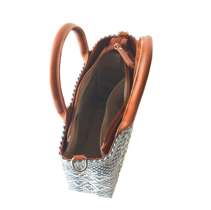 Marine Small Woven Crossbody Bag - Tan Leather Tin Marin Brand