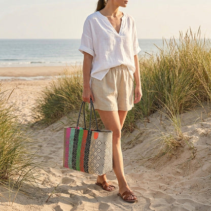 Maya Woven Super Tote Tin Marin Brand
