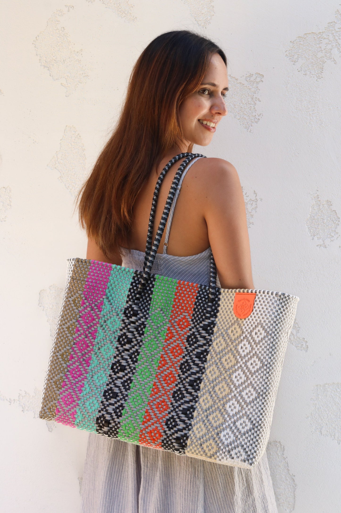 Maya Woven Super Tote Tin Marin Brand