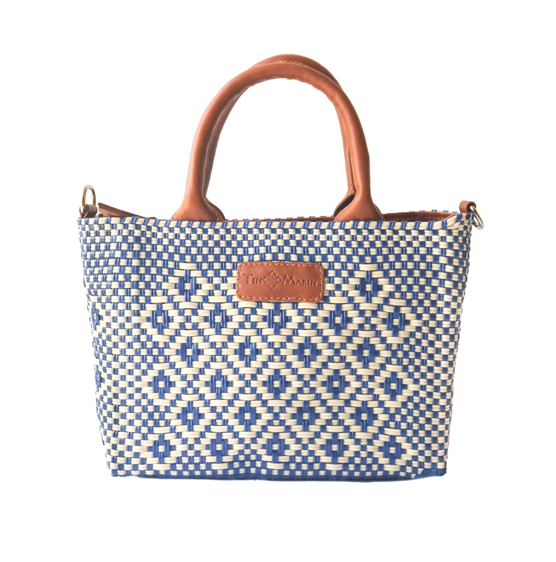 Mixte Small Woven Crossbody Bag - Tan Leather Tin Marin Brand