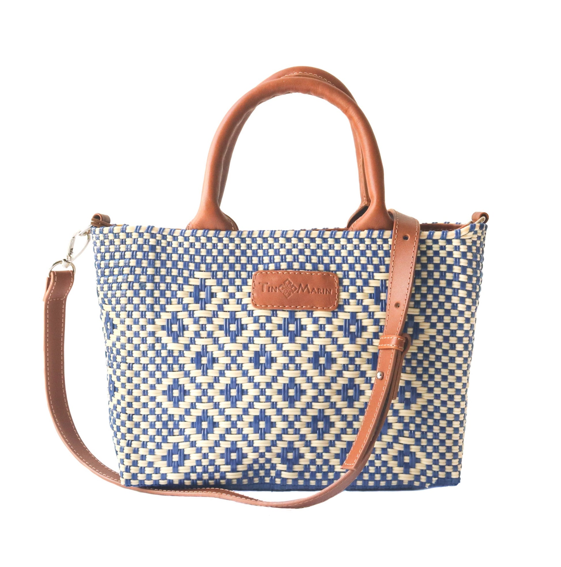 Mixte Small Woven Crossbody Bag - Tan Leather Tin Marin Brand