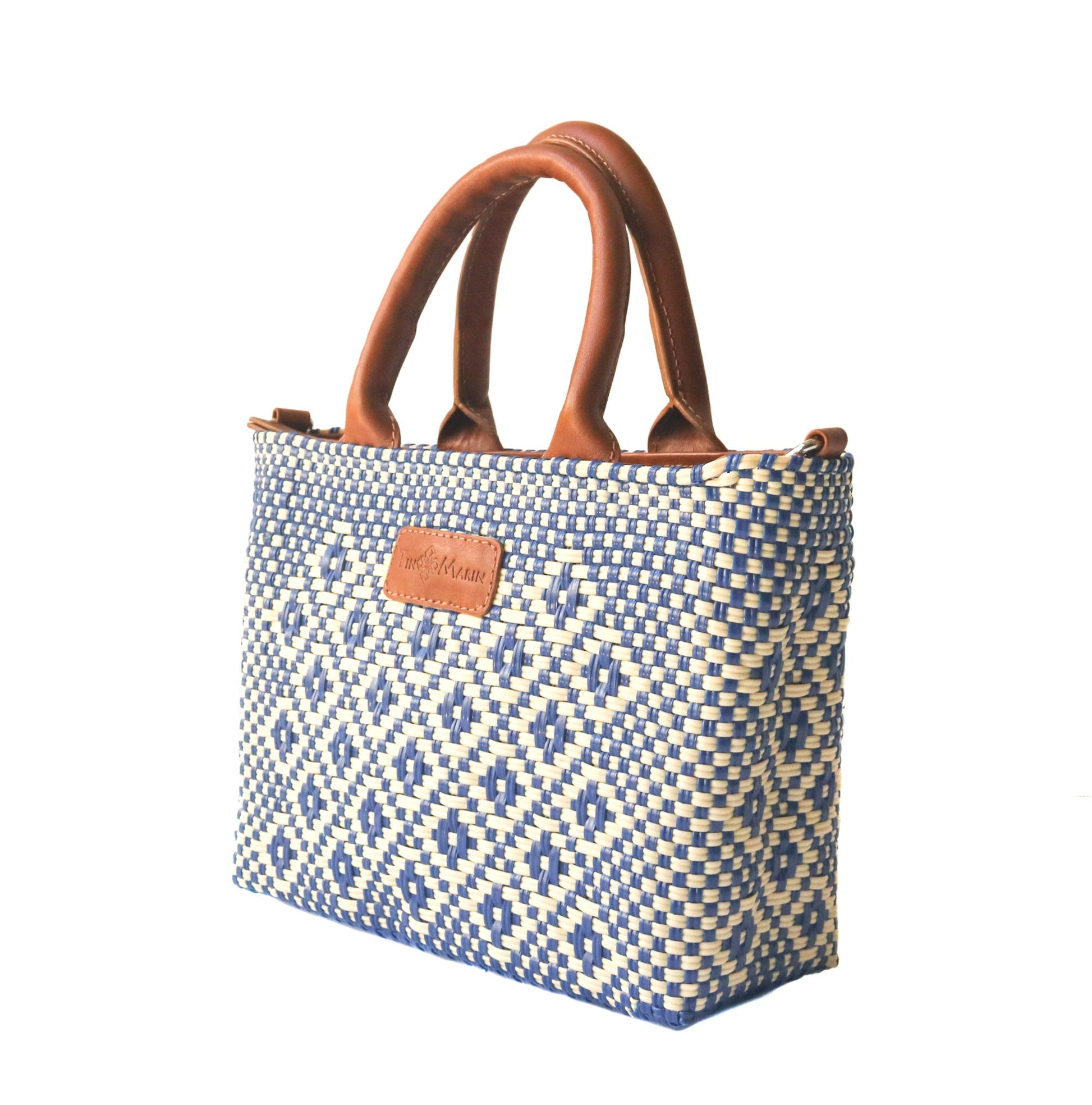 Mixte Small Woven Crossbody Bag - Tan Leather Tin Marin Brand