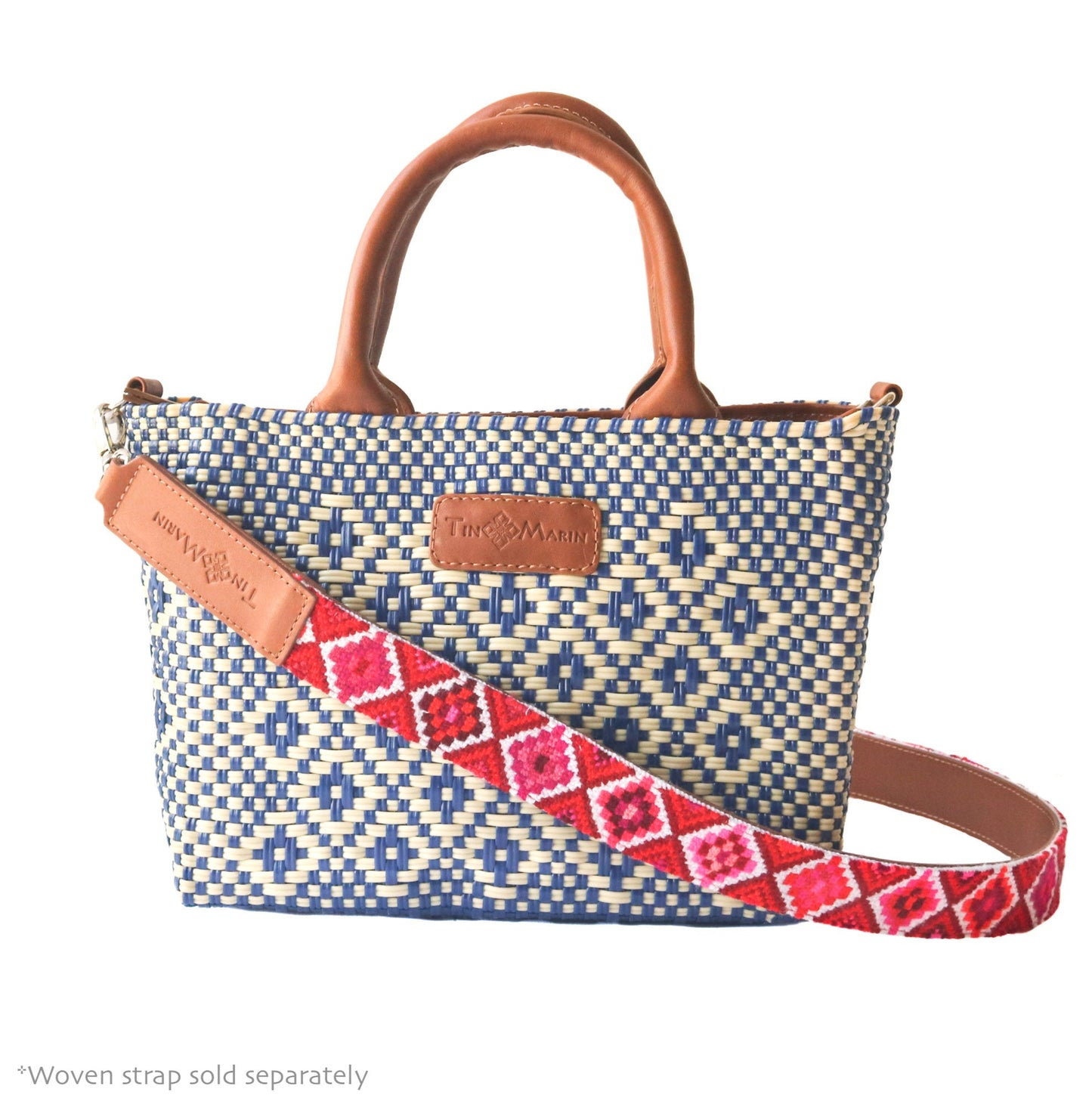 Mixte Small Woven Crossbody Bag - Tan Leather Tin Marin Brand
