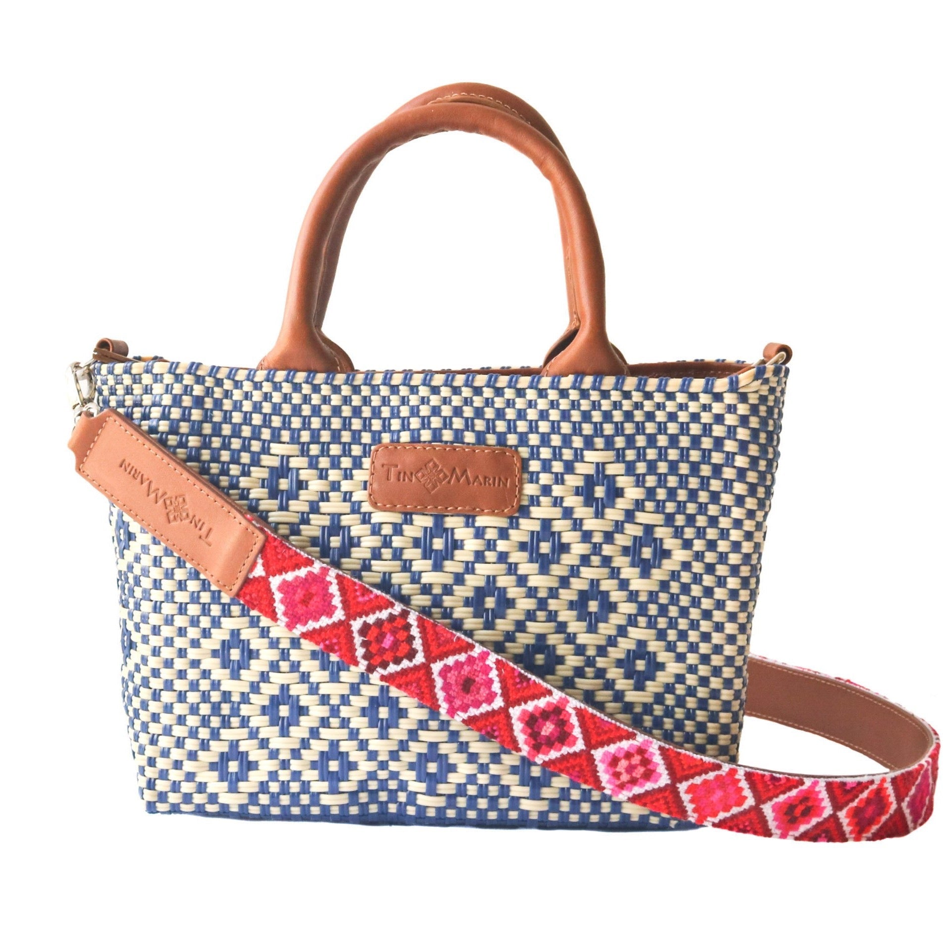 Mai Woven Bag Strap - Poppy with Leather Tin Marin Brand