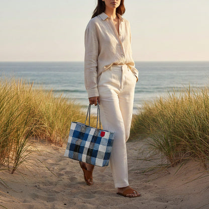 Mykonos Woven Super Tote Tin Marin Brand