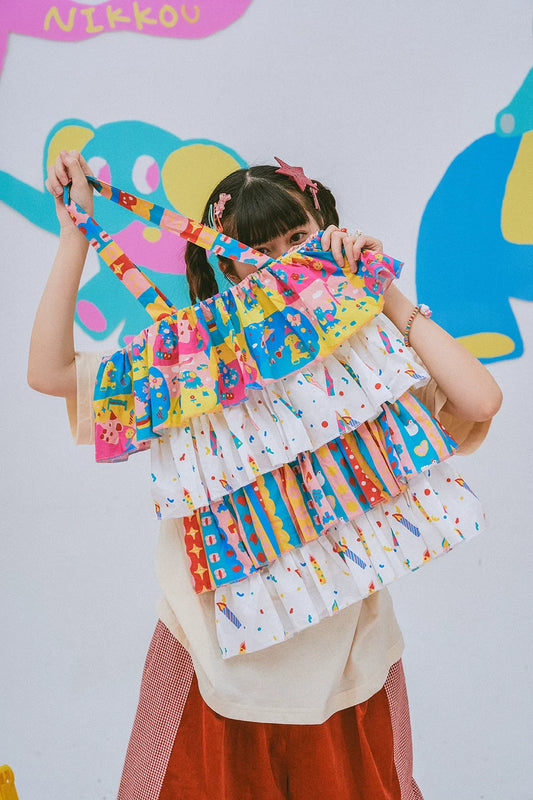 Party Candle Ruffle Layer Tote Bag - Wolvess