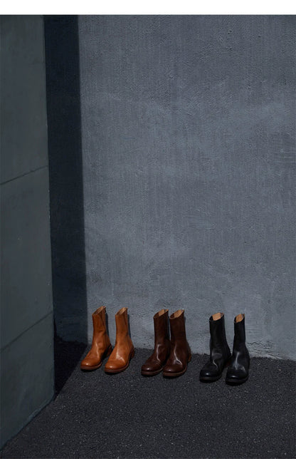 Leather Mid-Calf Boots - Wolvess