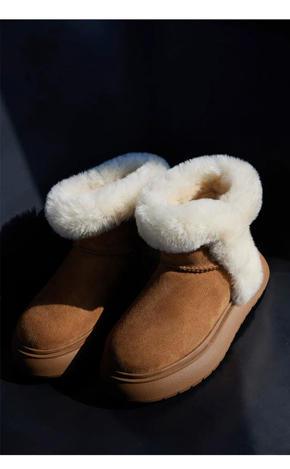 Fuzzy Shearling Ankle Winter Boot - Wolvess