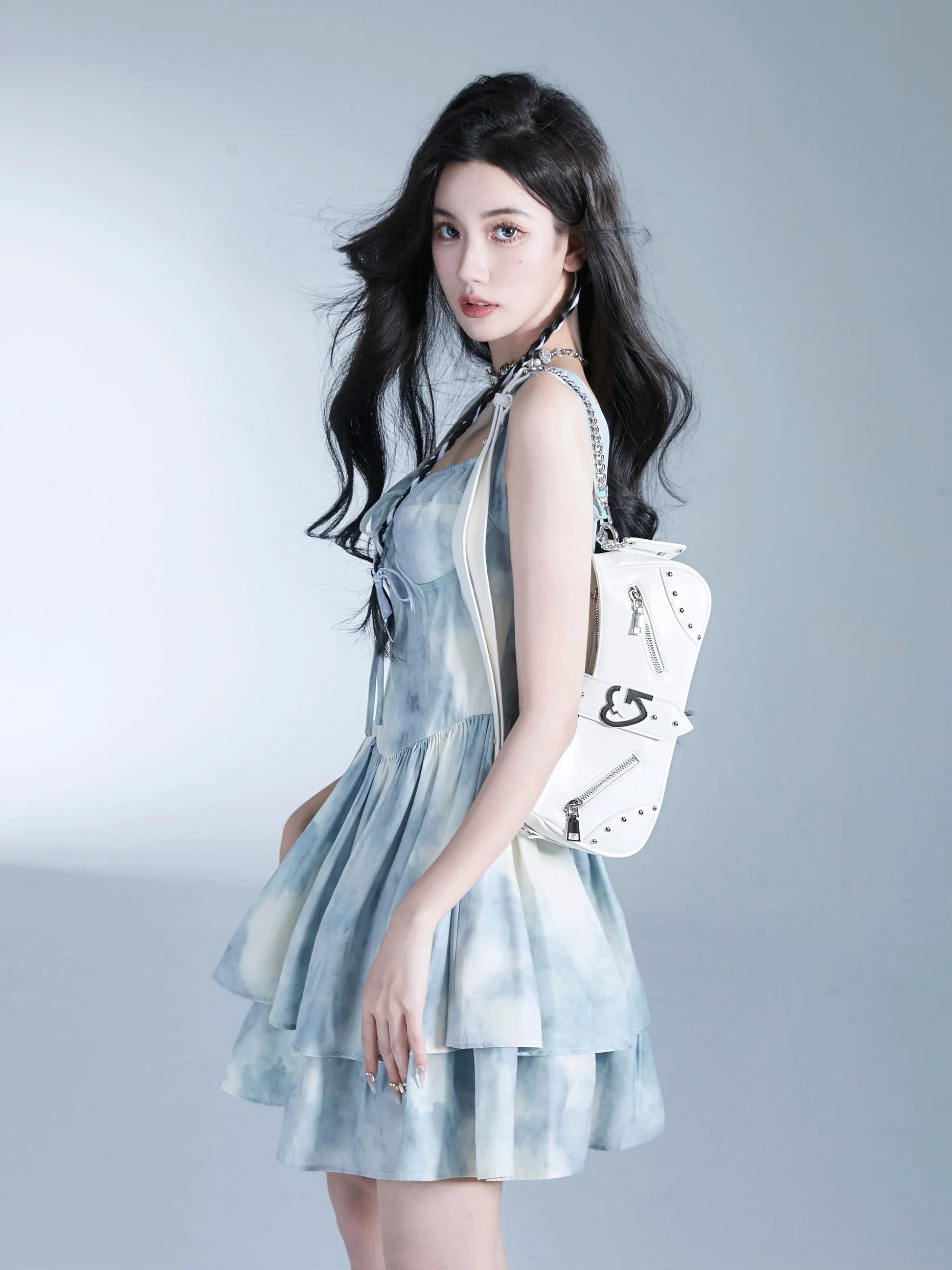 Edgy Baguette Shoulder Bag with Chain Strap - Wolvess