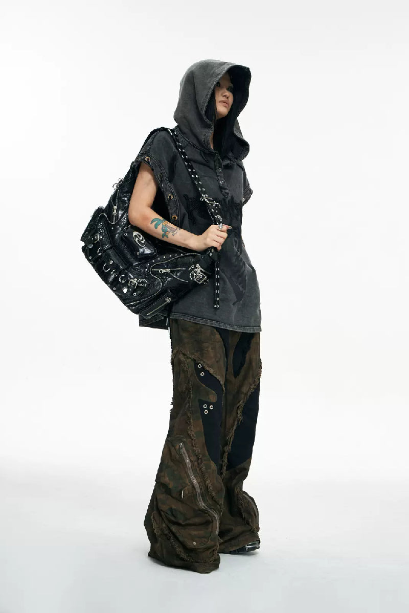 Punk Multi Pocket Biker Shoulder Bag - Wolvess