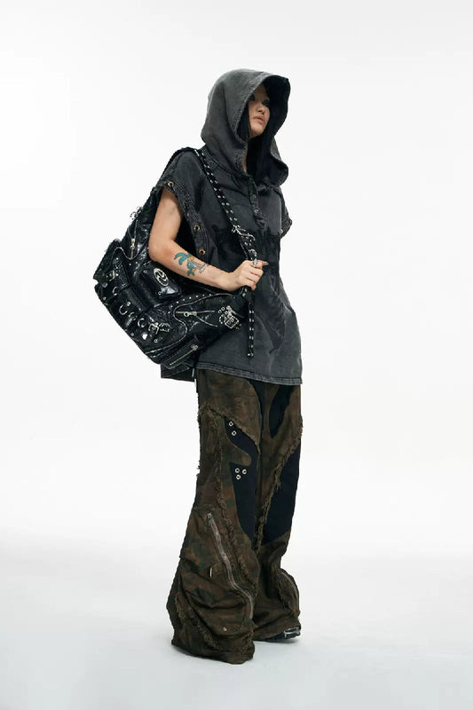 Punk Multi Pocket Biker Shoulder Bag - Wolvess