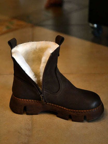 Fur Lined Brown Winter Boots - Wolvess