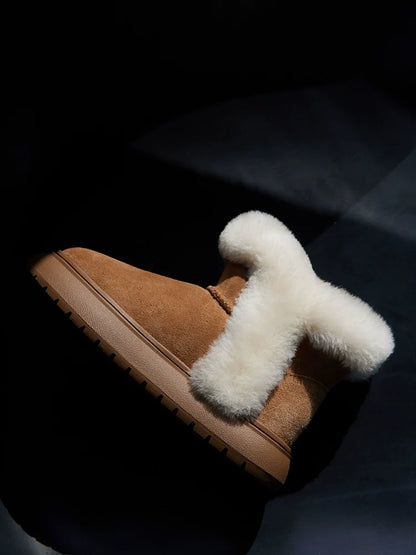 Fuzzy Shearling Ankle Winter Boot - Wolvess