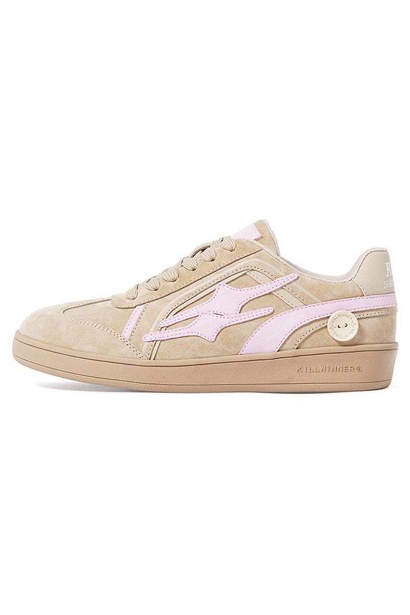 Beige Pink Suede Low-Top Sport Sneakers - Wolvess