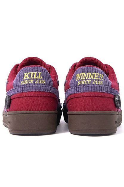 Coral Red Textured Low-Top Sneakers - Wolvess