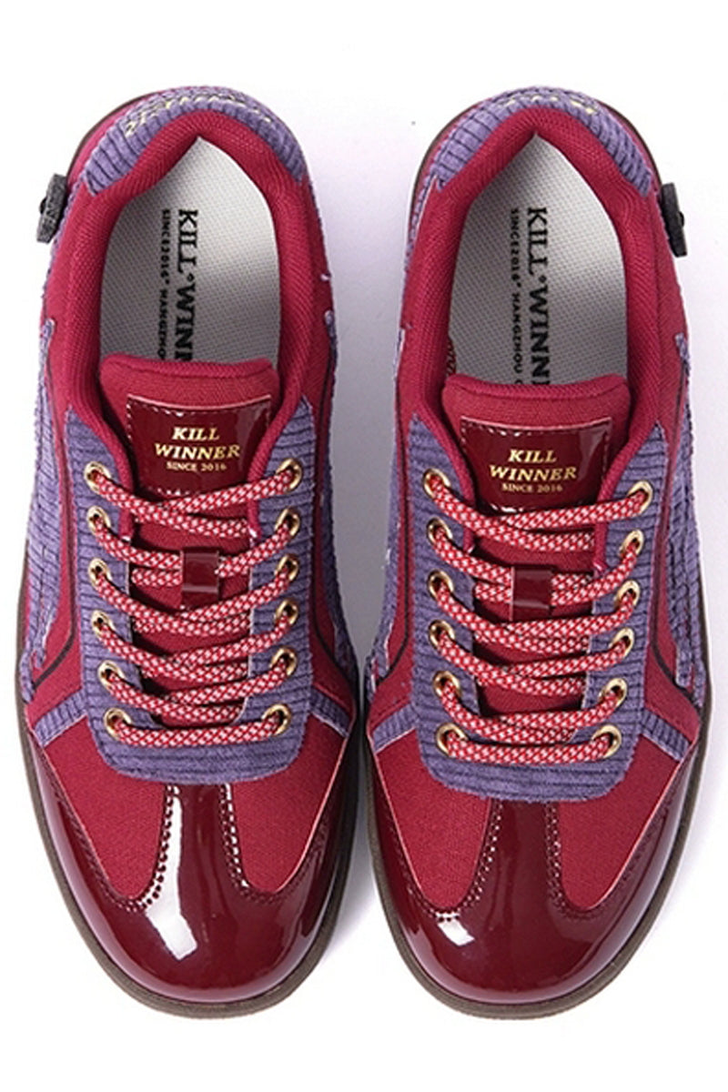 Coral Red Textured Low-Top Sneakers - Wolvess