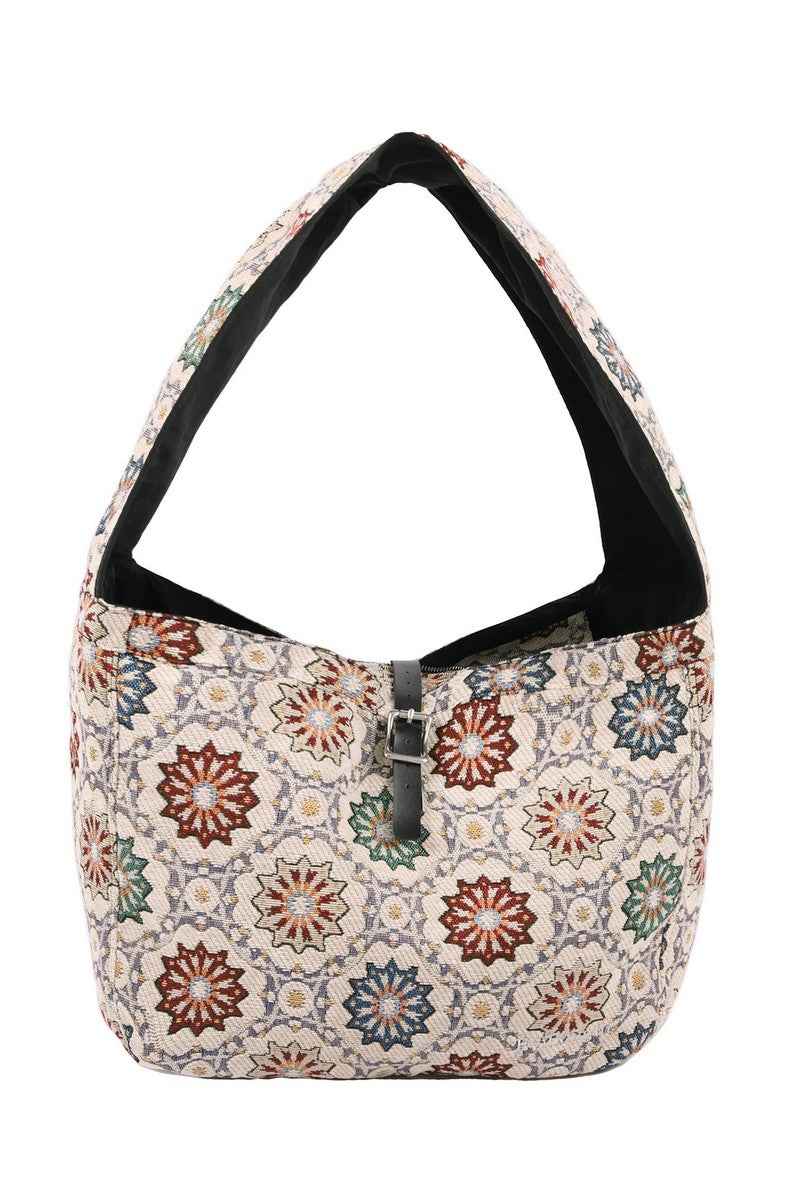 Jacquard Embroidered Crossbody Bag