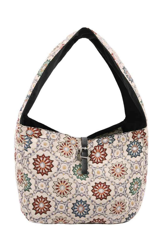 Jacquard Embroidered Crossbody Bag