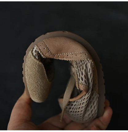 Beige Mesh Suede Lace-Up Sneakers - Wolvess