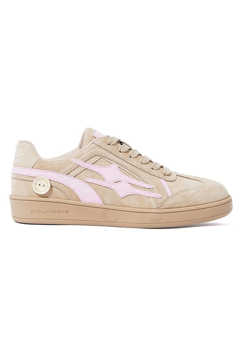 Beige Pink Suede Low-Top Sport Sneakers - Wolvess