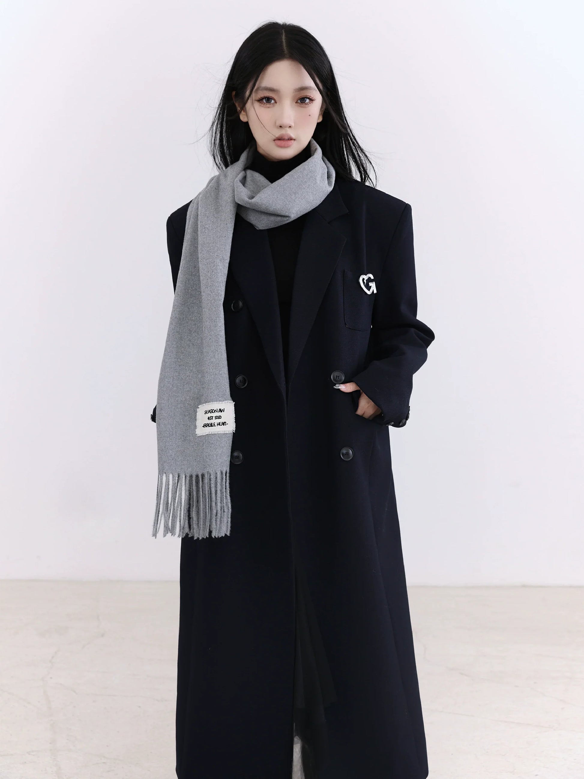 Fragile Heart Signature White Fringed Scarf - Luxe Winter Accessory - Wolvess