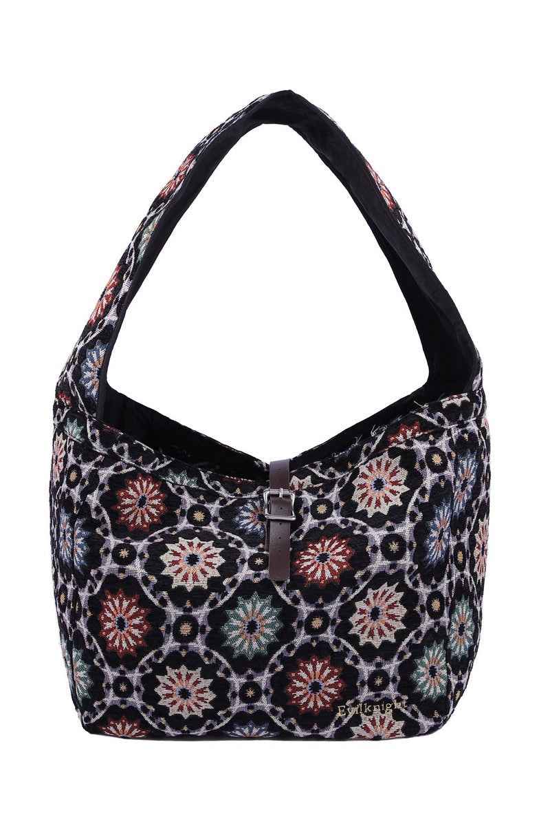 Jacquard Embroidered Crossbody Bag
