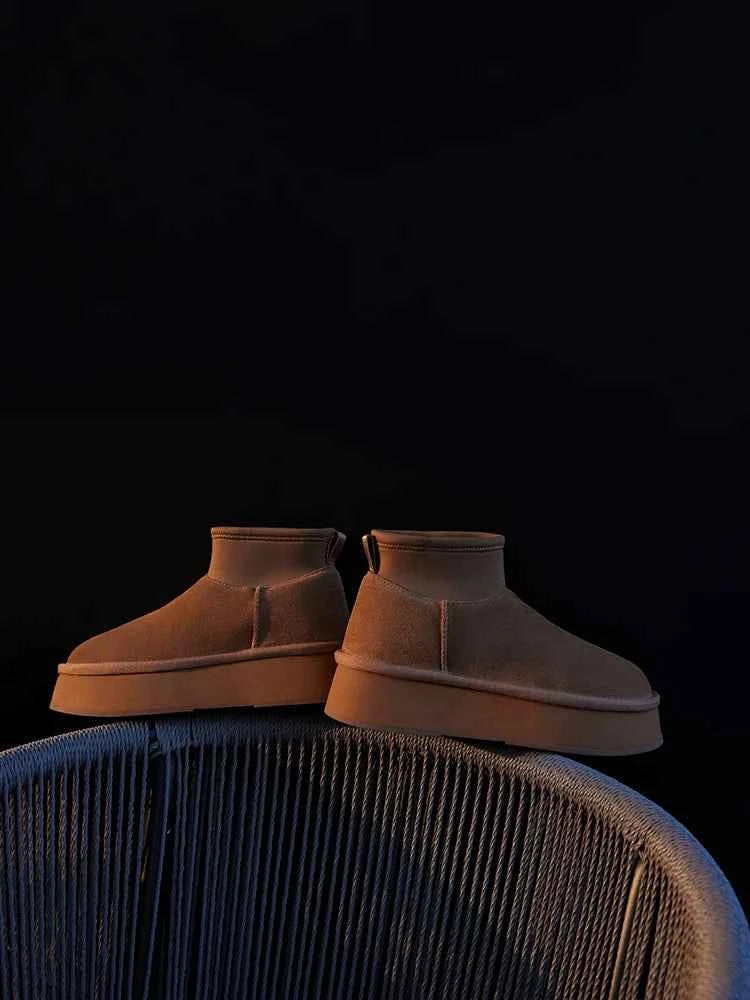 Suede Slip-On Ankle Boots With A Thick Sole