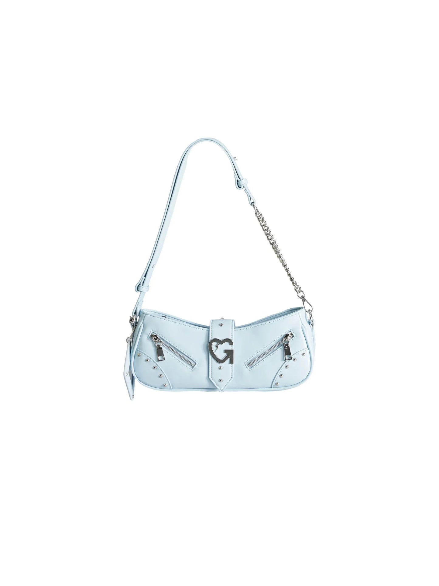 Edgy Baguette Shoulder Bag with Chain Strap - Wolvess