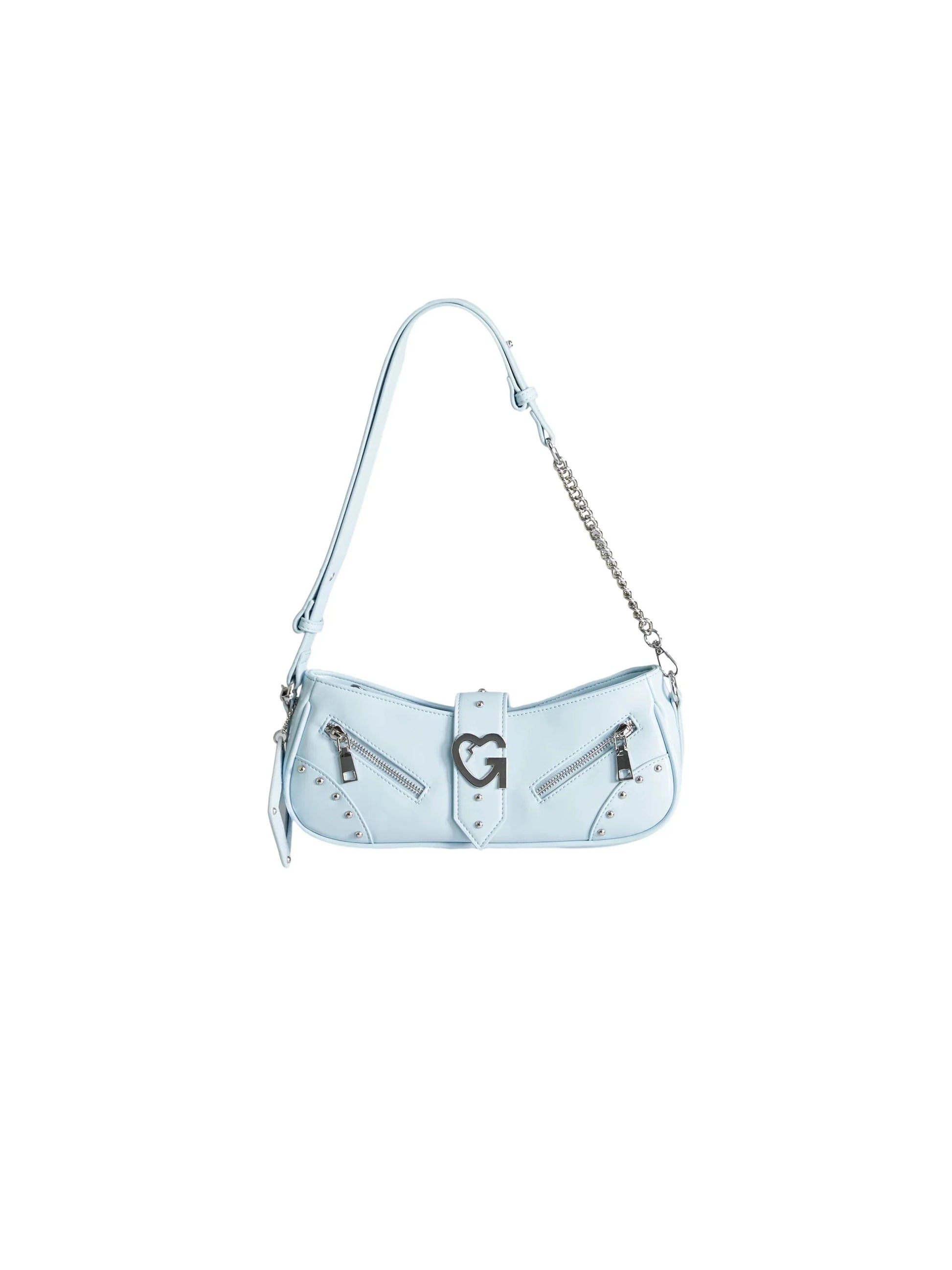 Edgy Baguette Shoulder Bag with Chain Strap - Wolvess