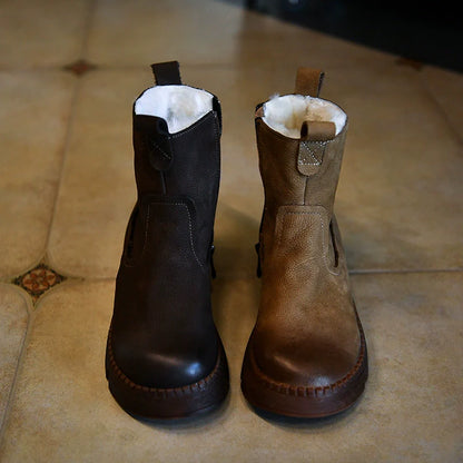 Fur Lined Brown Winter Boots - Wolvess