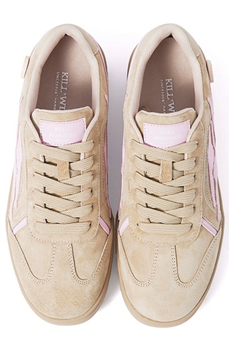 Beige Pink Suede Low-Top Sport Sneakers - Wolvess