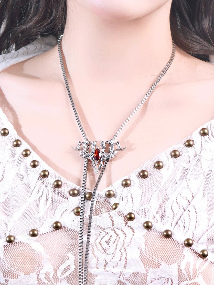 Spiked Gothic Skull Jewelry Set - Wolvess