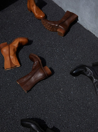 Leather Mid-Calf Boots - Wolvess