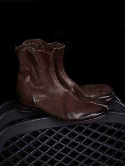 Black Leather Tabi Boots - Wolvess