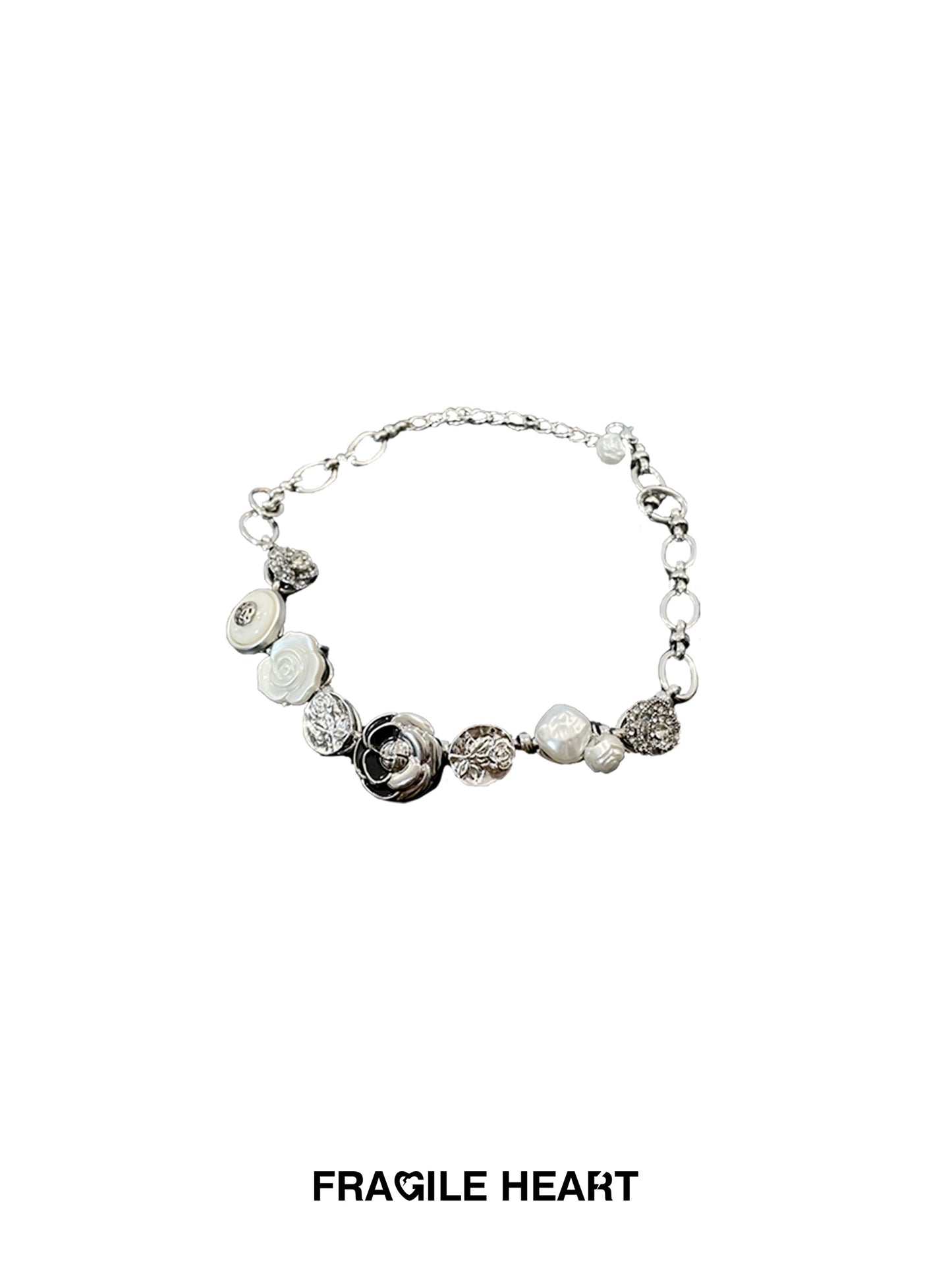 Vintage Rose Button Necklace - Wolvess