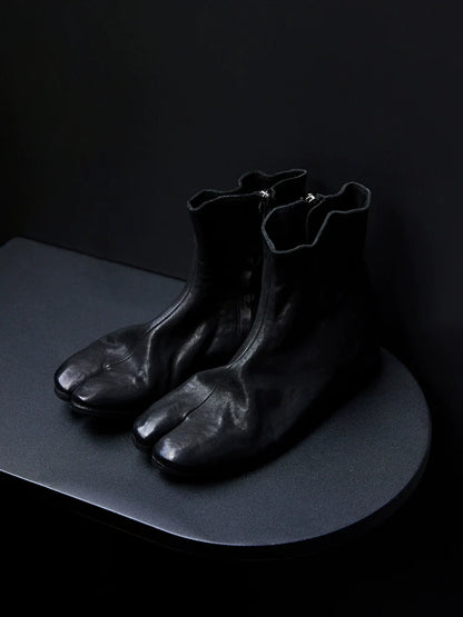 Black Leather Tabi Boots - Wolvess