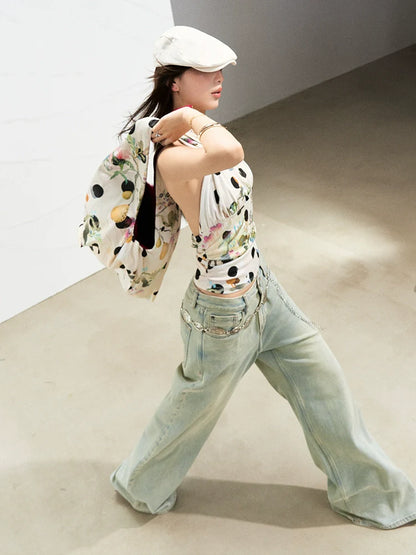 Floral Print Canvas Hobo Bag - Wolvess