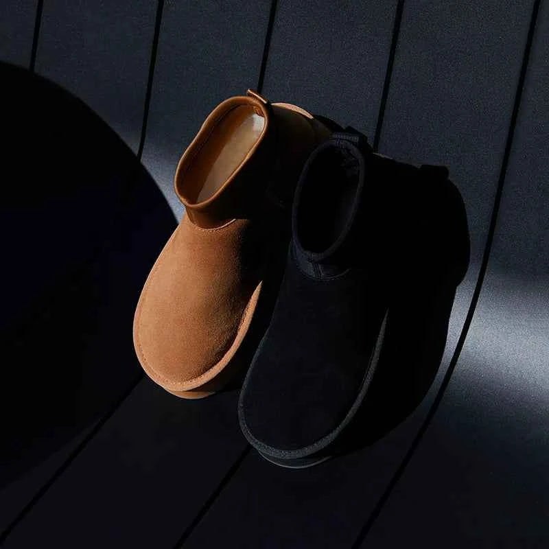 Suede Slip-On Ankle Boots With A Thick Sole