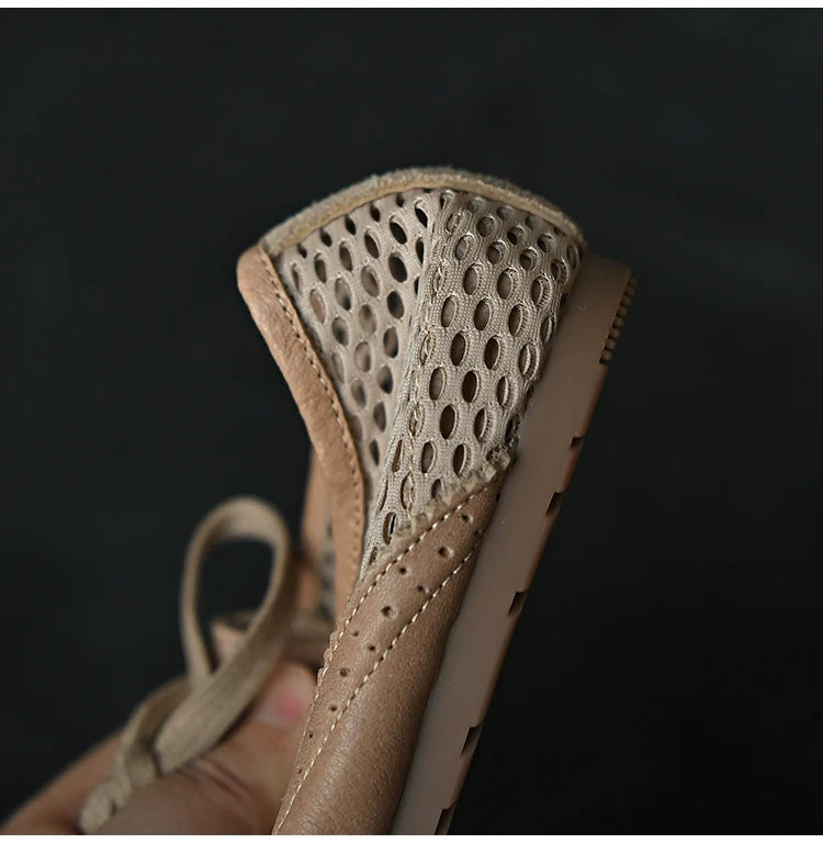 Beige Mesh Suede Lace-Up Sneakers - Wolvess