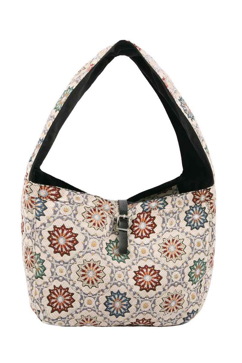 Jacquard Embroidered Crossbody Bag