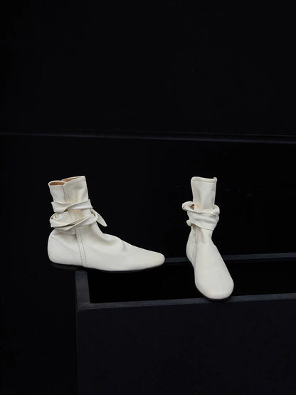 Pointed Toe Buckle Ankle Boots - Wolvess