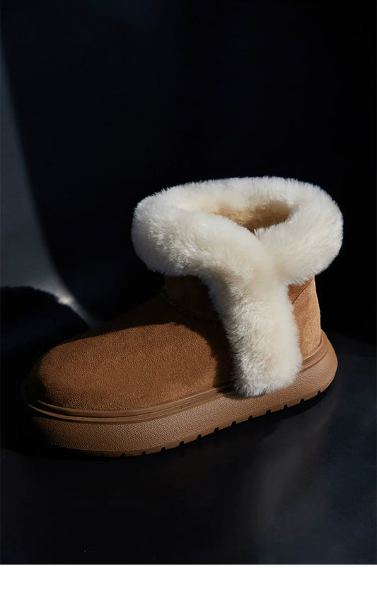 Fuzzy Shearling Ankle Winter Boot - Wolvess