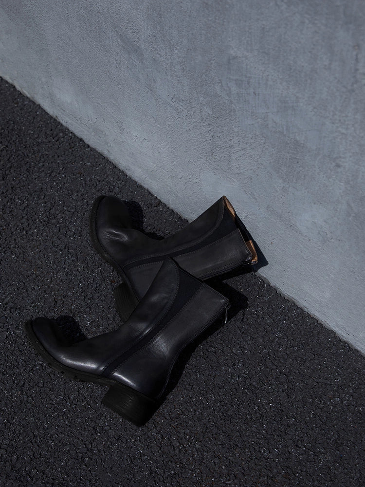 Leather Mid-Calf Boots - Wolvess