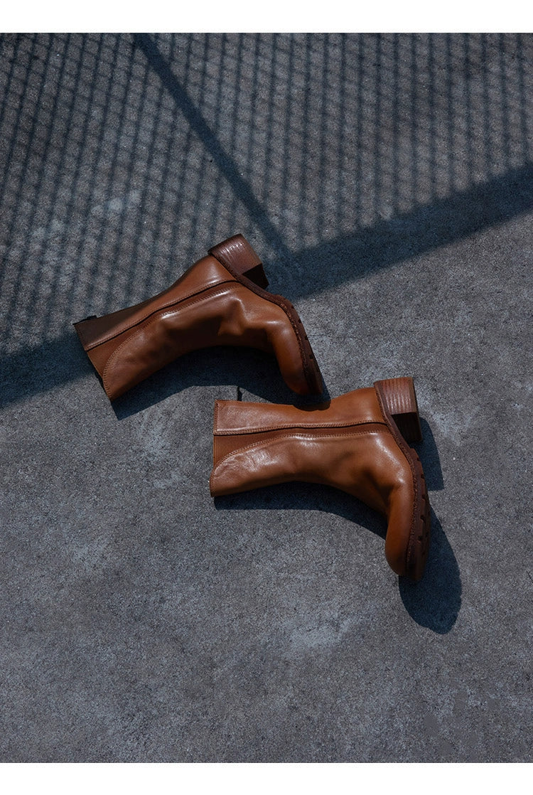 Leather Mid-Calf Boots - Wolvess