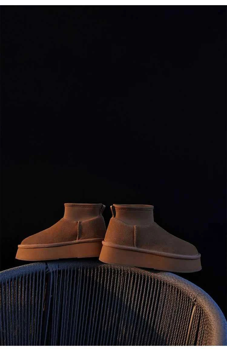 Suede Slip-On Ankle Boots With A Thick Sole