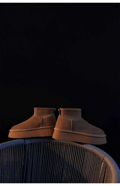 Suede Slip-On Ankle Boots With A Thick Sole